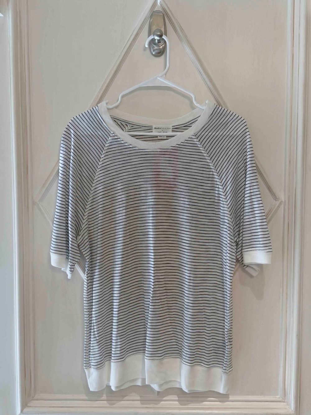 Studio Collection by David Lerner Black and White Striped Raglan Top